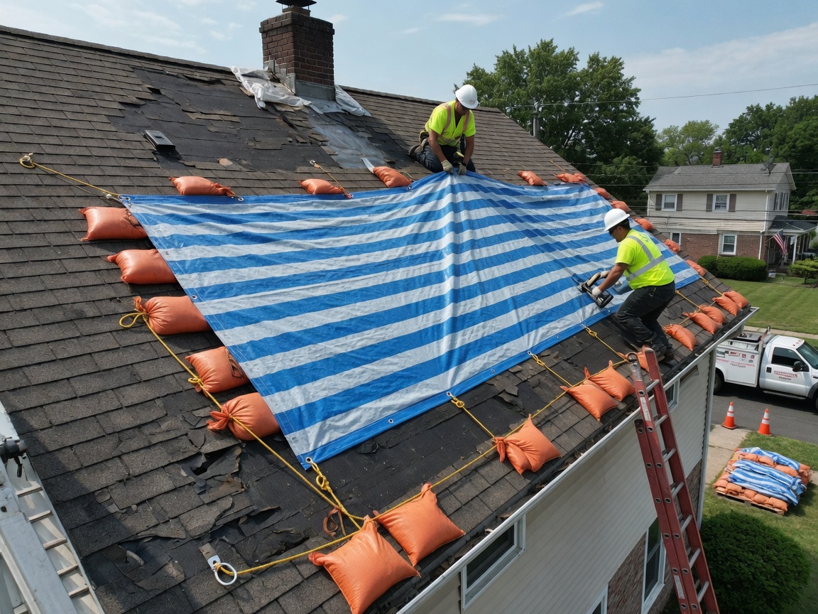 Emergency roof tarping services